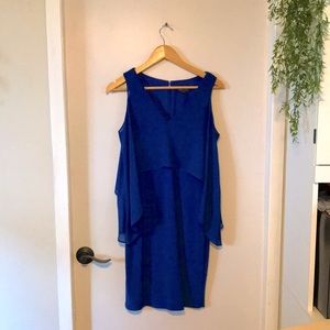 Le Chateau Royal Blue Chiffon Bodycon Dress